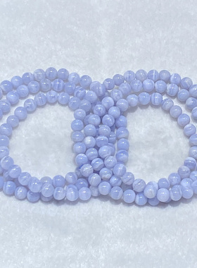 天然蓝纹玛瑙三圈手串时尚百搭