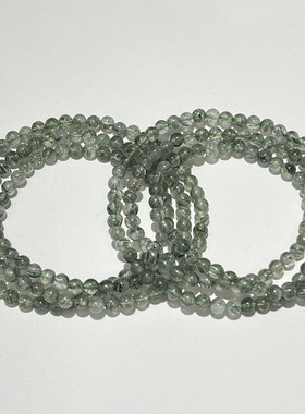 天然绿发晶三圈手串时尚小清新