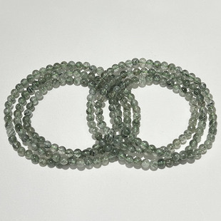 天然绿发晶三圈手链女款时尚小颗粒简约水晶多圈手串饰品礼物百搭