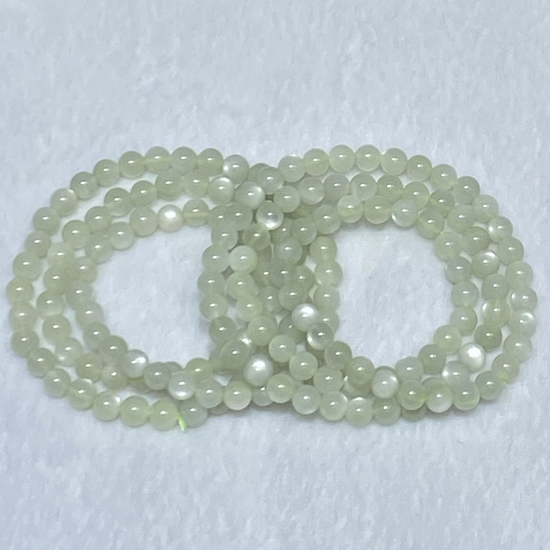 天然绿月光三圈手串时尚小清新