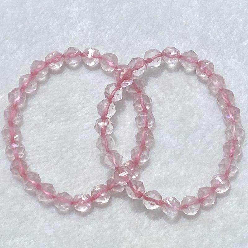天然莫桑粉水晶刻面手链女款单圈时尚小清新简约切角手串饰品百搭,饰品/流行首饰/时尚饰品新,手链,淘宝优惠券,粉丝福利购,淘宝优惠卷