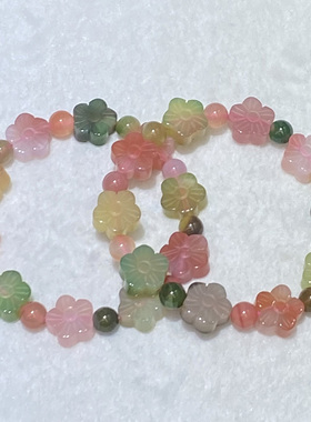 天然盐源玛瑙花手串时尚小清新