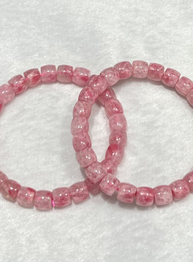 天然蔷薇石盘珠手串时尚小清新