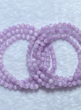 天然紫锂辉三圈手串时尚小清新