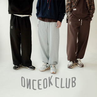 男日系直筒百搭阔腿裤 420g加绒刺绣宽松卫裤 任选三件 子 249元