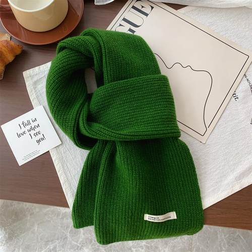 韩国100%全羊毛针织围巾女冬季