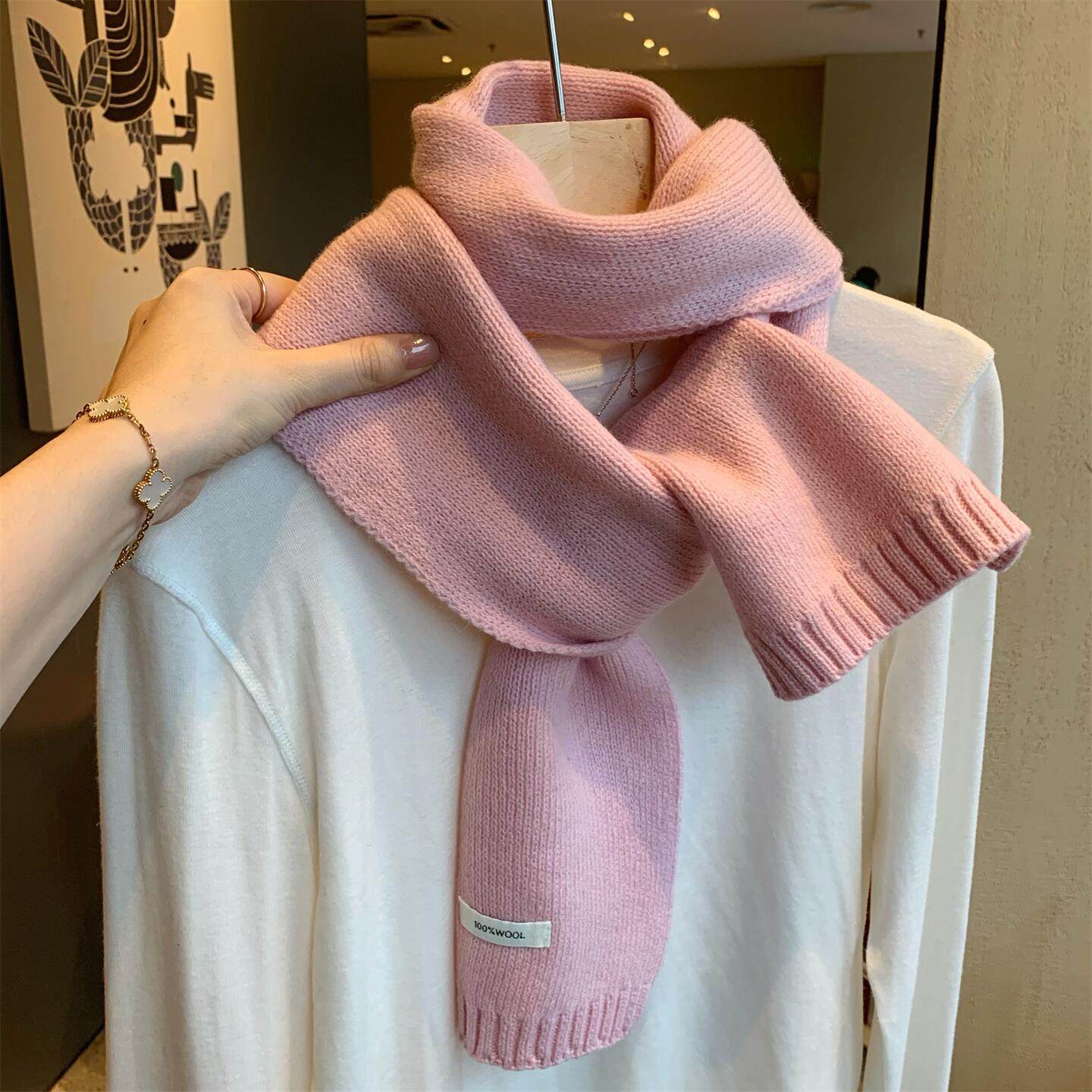 蜜桃粉色少女感100%纯羊毛针织围巾女秋冬季韩版百搭加厚保暖围脖,服饰配件/皮带/帽子/围巾,围巾/丝巾/披肩,淘宝优惠券,粉丝福利购,淘宝优惠卷