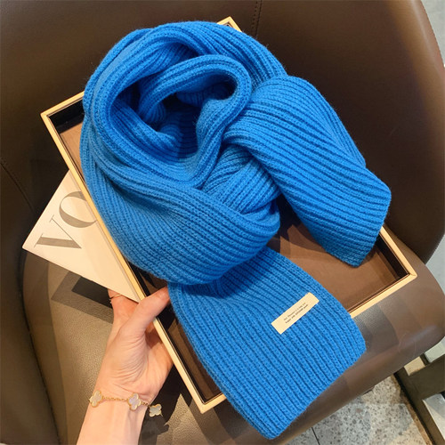 韩版纯色针织围巾女冬季百搭保暖