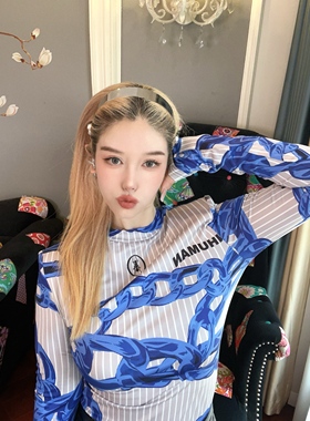 设计师nonhuman蚂蚁25秋冬新款洋气显白链条弹力修身皮肤衣打底衫