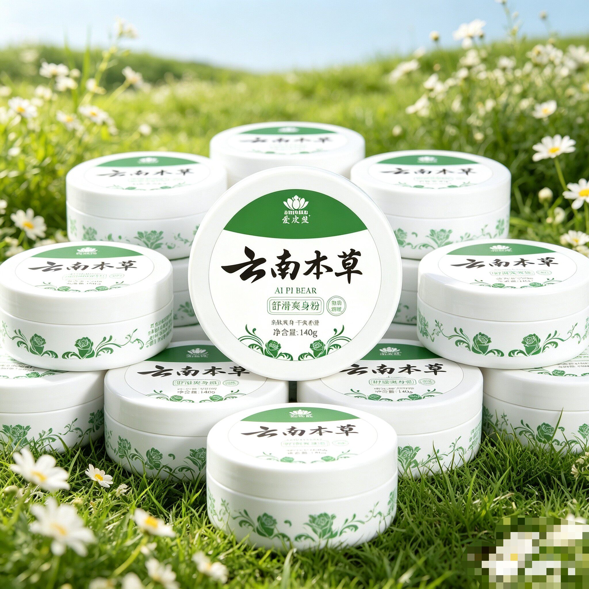 云南本草爽身粉祛痱子干爽潮湿吸爽身粉