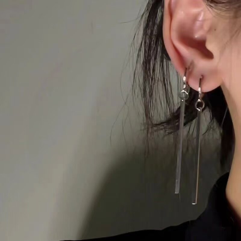 一字短棒简约耳钉女耳环