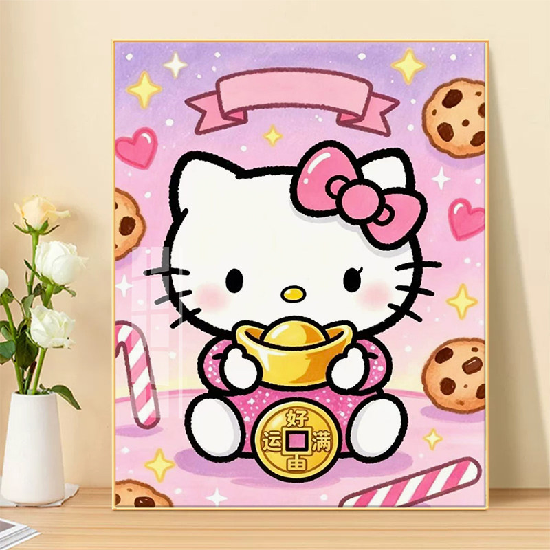 新款十字绣HelloKitty卡通可爱风钻石画儿童房手工DIY套件十字绣