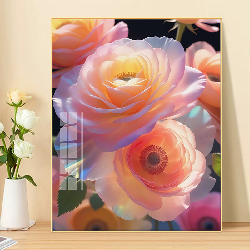 水晶玫瑰花十字绣满绣轻奢高级感花开富贵点贴钻钻石画圆钻自己绣