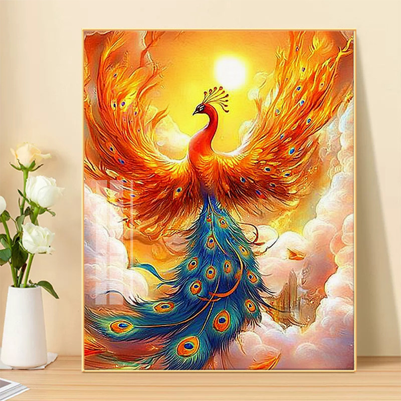 十字绣2025新款线绣凤凰简约现代客厅玄关竖版钻石画满钻自己绣