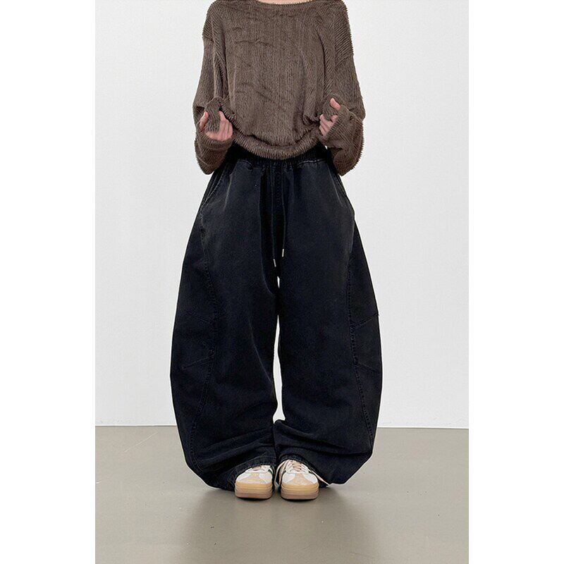 小北韩国代购男装东大门localmansion不规则掐褶松紧腰围休闲裤