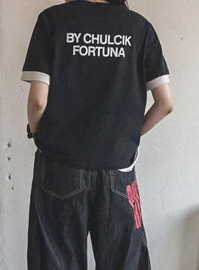 男装东大门短袖T恤拼接摆
