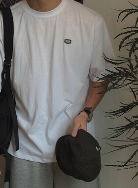 小北韩国代购男装东大门男DRAW简约圆领打底衫刺绣肩章短袖T恤夏