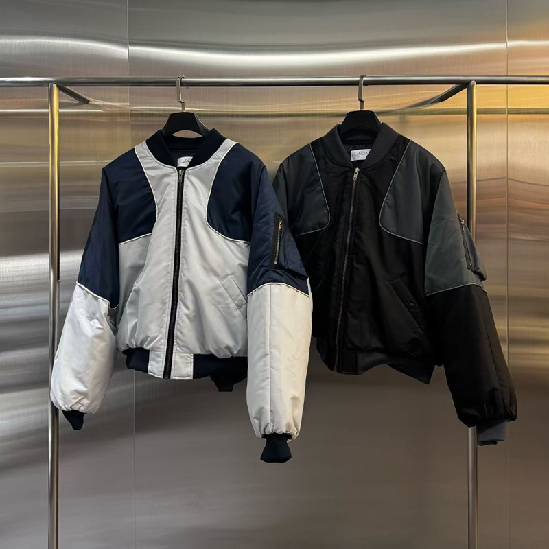 小北韩国代购男装东大门棉服棒球领拼接配色蓬松飞行服夹克外套