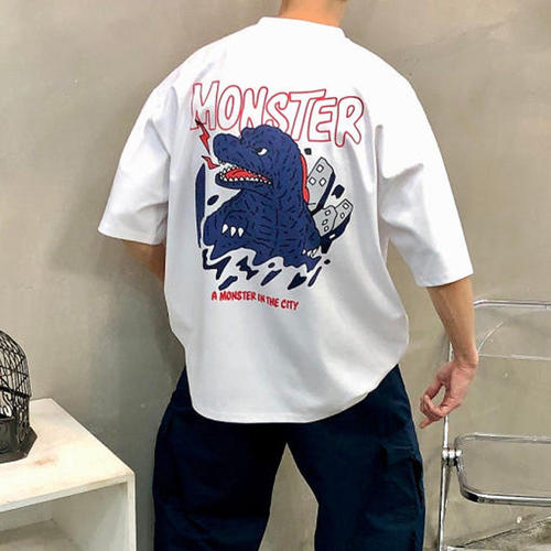 男装东大门短袖T恤落肩后