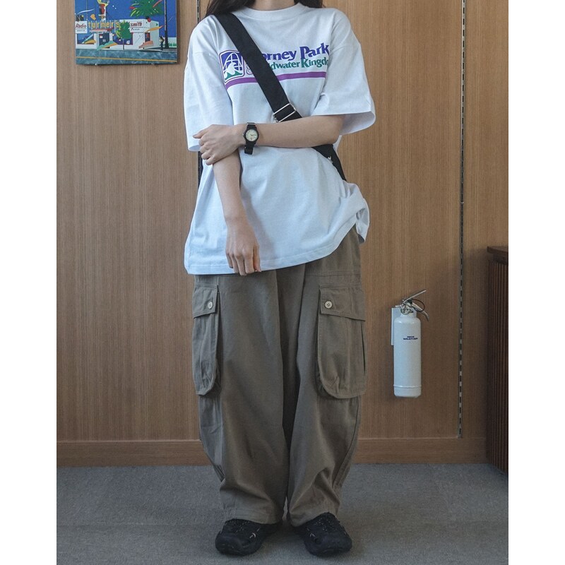 韩国男装代购东大门休闲裤立体嘻哈阔腿长裤斜纹棉质工装口袋小众