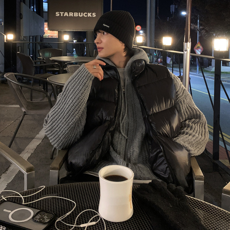 小北韩国代购男装东大门连帽针织开衫立体麻花纹理拉链开襟毛衣