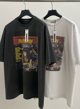 韩国男装代购东大门短袖T恤美式高街TEE衫SLOWER海报复古图案印花