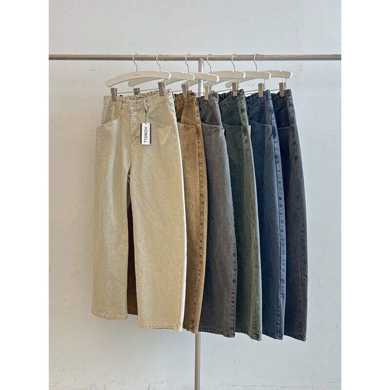 小北韩国代购男装东大门HOWELL半松紧腰围水洗色复古休闲裤长裤