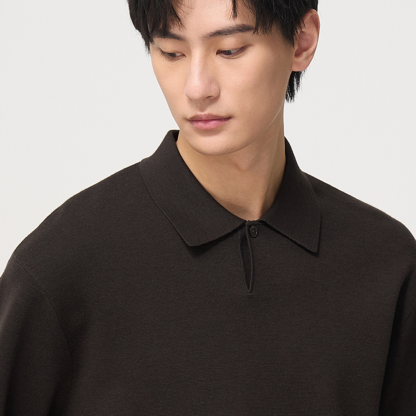 石见山精纺羊毛POLO翻领保暖毛衣