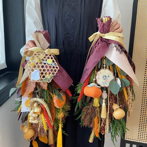 独家原创新年春节五谷丰登系列门挂车挂新鲜叶材暖居乔迁伴手礼