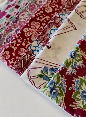 【收藏】1930年美国制造 原版古董布料 紫色系 布组020