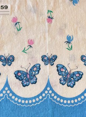 【收藏】1930年美国制造 原版古董布料 可连裁 蓝色系 C159