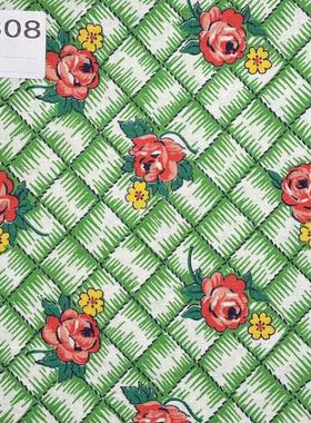 【收藏】1930年代美国制造 原版古董布料 绿色系 A808