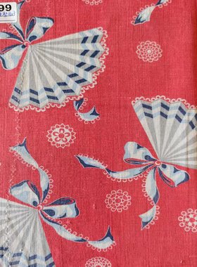 【收藏】1930年美国制造 原版古董布料 可连裁 红色系 C199