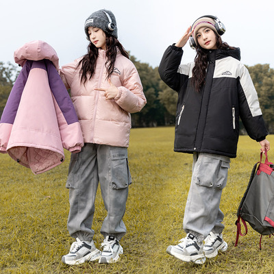 女童冲锋衣羽绒服2025新款冬大童