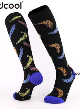 Findcool专业长筒跳绳压缩袜2双男女个性跑步健身骑行马拉松袜