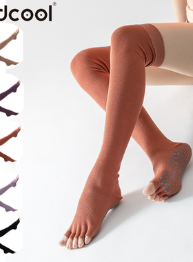 Findcool 长筒露指瑜伽五指袜女高筒瑜伽分指袜舞蹈袜防滑纯棉袜