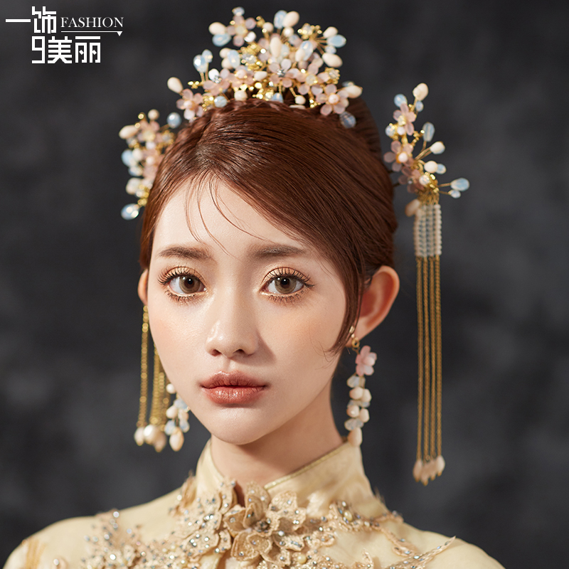 2018新款中式新娘古装头饰秀禾服发饰套装结婚复古汉服流苏发簪