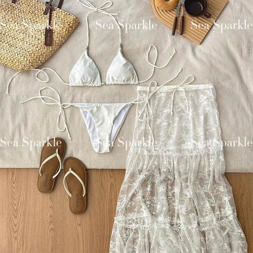 ins风新款蕾丝半裙高颜值泳衣