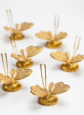 Little Butterfly 黄铜迷你小蝴蝶卡片架古典名片夹标签价格夹