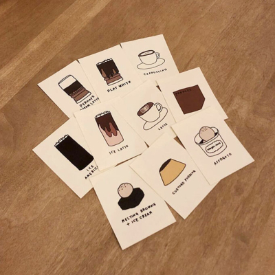 coffee card韩国ins风咖啡店手绘图案卡片套装韩博主拍照道具推
