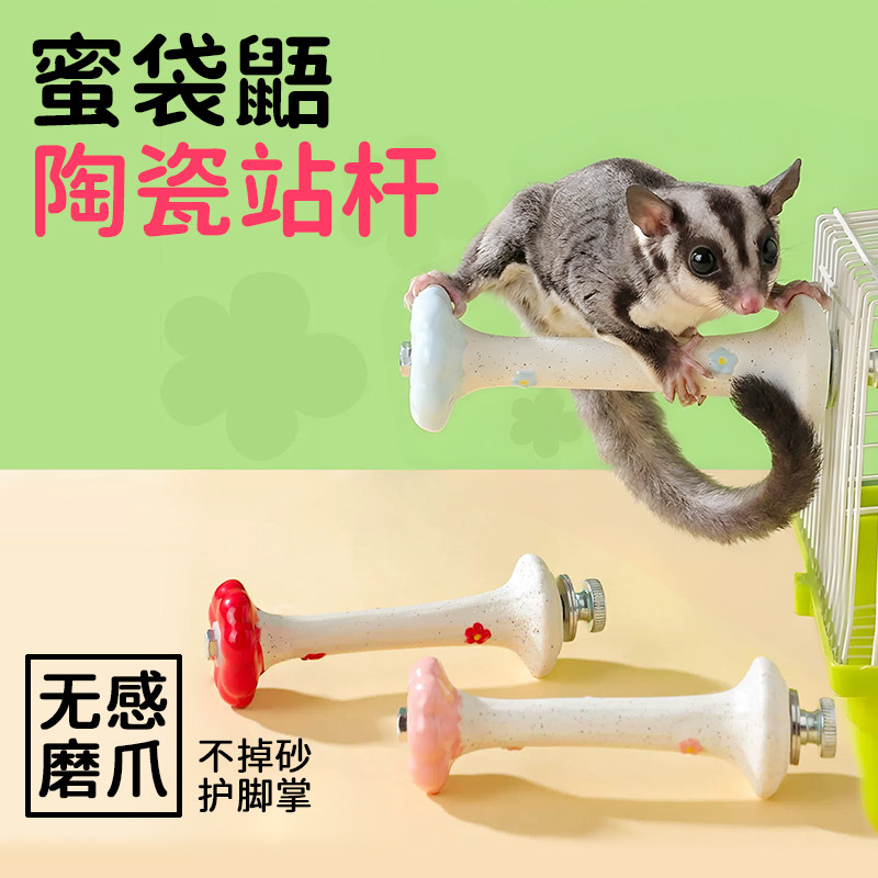 蜜袋鼯花朵陶瓷站杆磨砂磨爪站立杆笼内装饰玩具蜜袋鼬用品