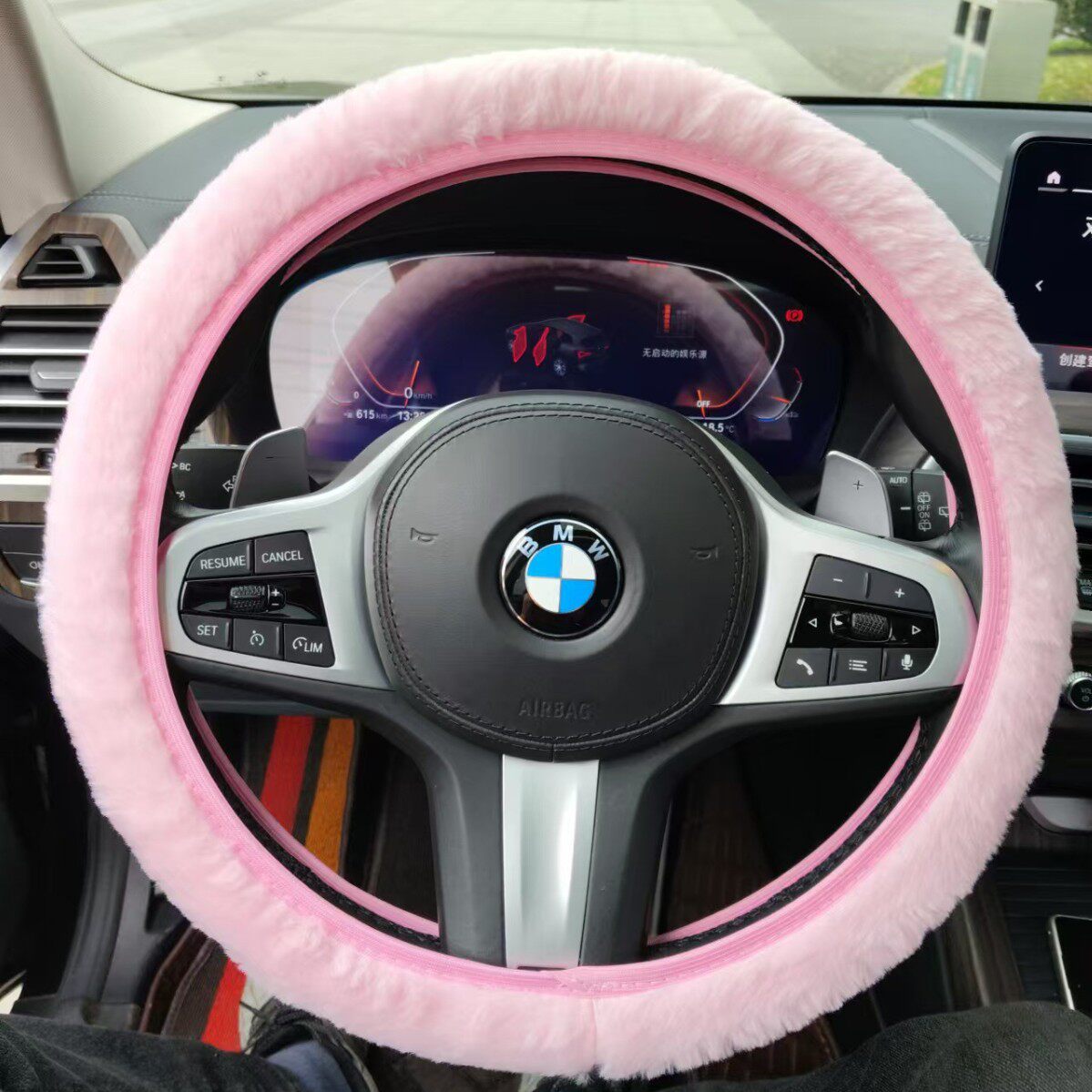 适用于福特全顺方向盘套兔毛新款无内圈舒适柔软汽车毛把套