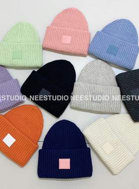 2025笑脸羊毛帽子绒线冷帽秋冬季针织灰色男保暖女款显脸小毛线帽