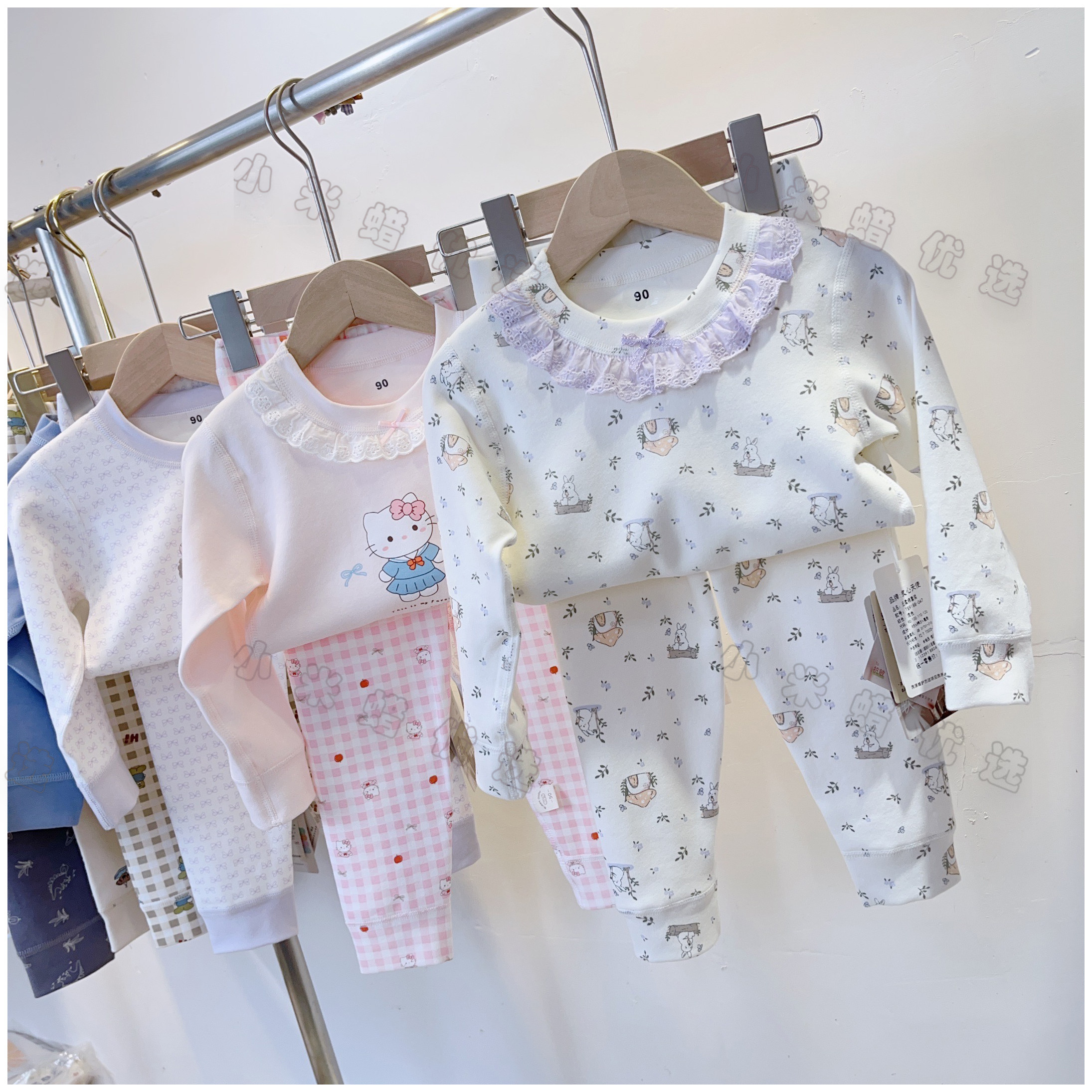 女童秋冬加厚舒绒棉家居服套装