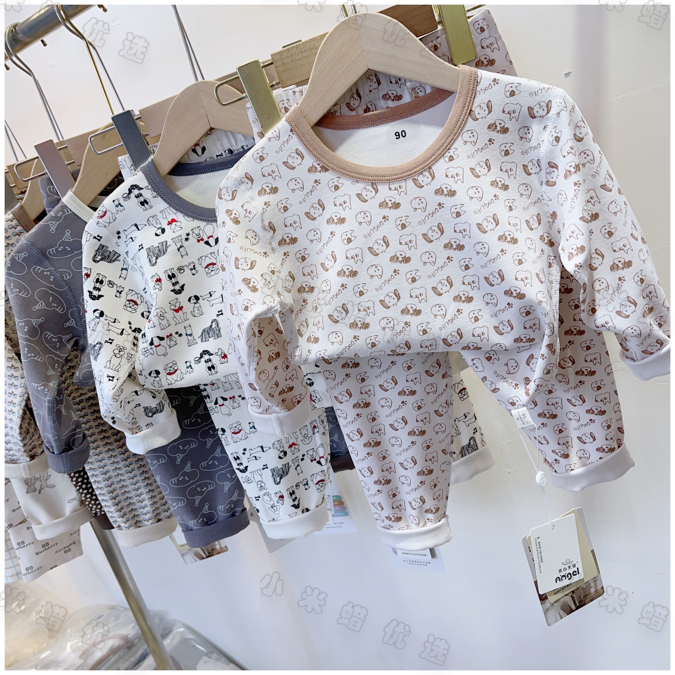 儿童宝加厚棉羊毛拉架家居服套装