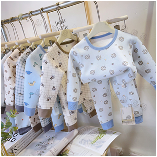 男儿童加厚保暖羊毛蚕丝家居服宝宝卡通睡衣套装冬款圆领A类收口