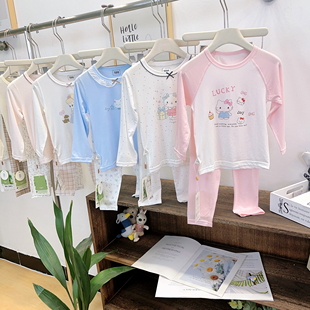 2026新绿博尔女童春夏长袖 可爱家居服睡衣儿童A类 莱赛尔天丝套装