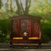 古典娃娃屋微缩红酸枝实木家具模型颐和园复刻慈禧迷你罗汉床摆件