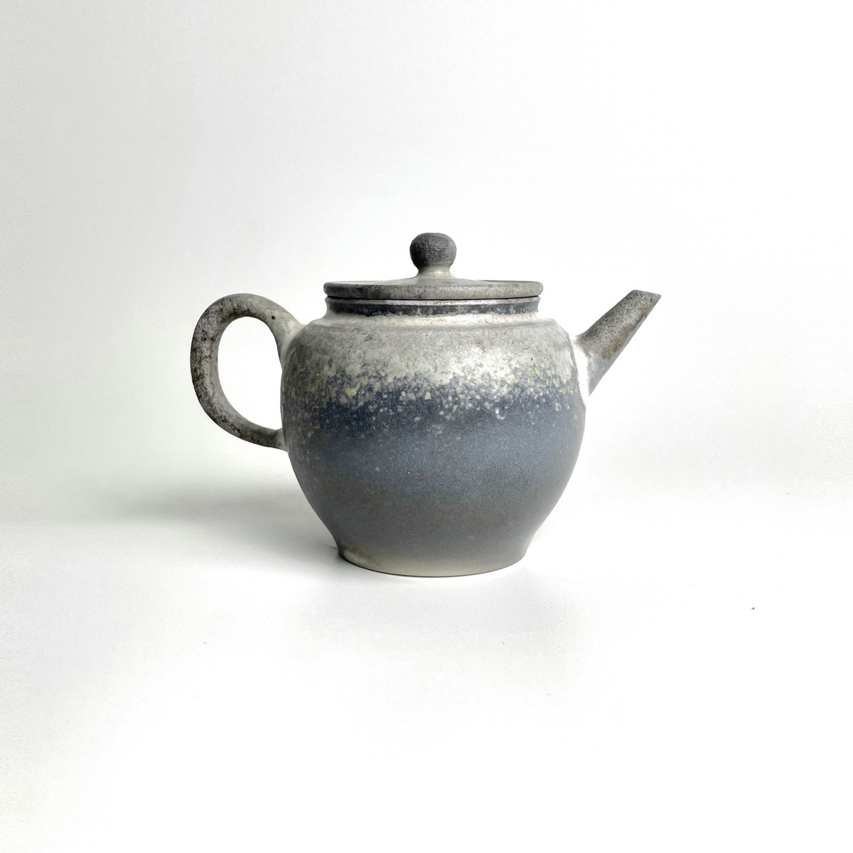 裸柴烧茶壶130ml手工高白泥蓝灰色景德镇陶瓷泡茶器单自然落灰小