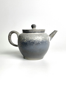 裸柴烧茶壶130ml手工高白泥蓝灰色景德镇陶瓷泡茶器单自然落灰小